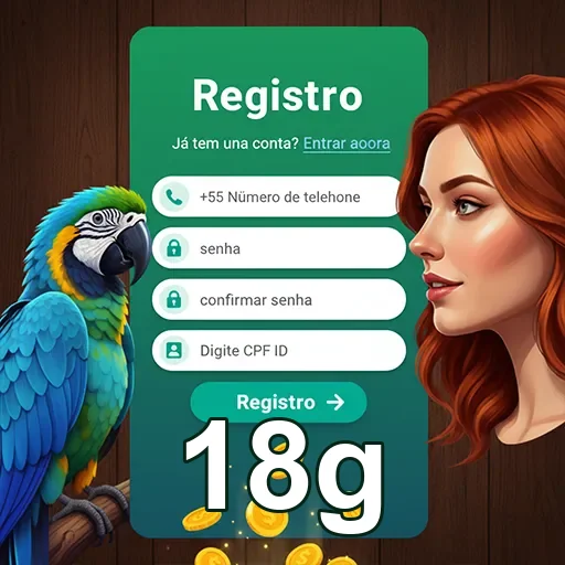 Formulário de cadastro e registro no site 18g, facilitando o processo de inscrição.