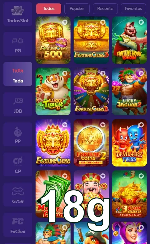 Slots populares de jogos online no site 18g, destacando entretenimento e diversão.